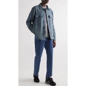 NN07 No Nationality Wilas Linen Overshirt Mens Large 212 Dust Blue New Shacket